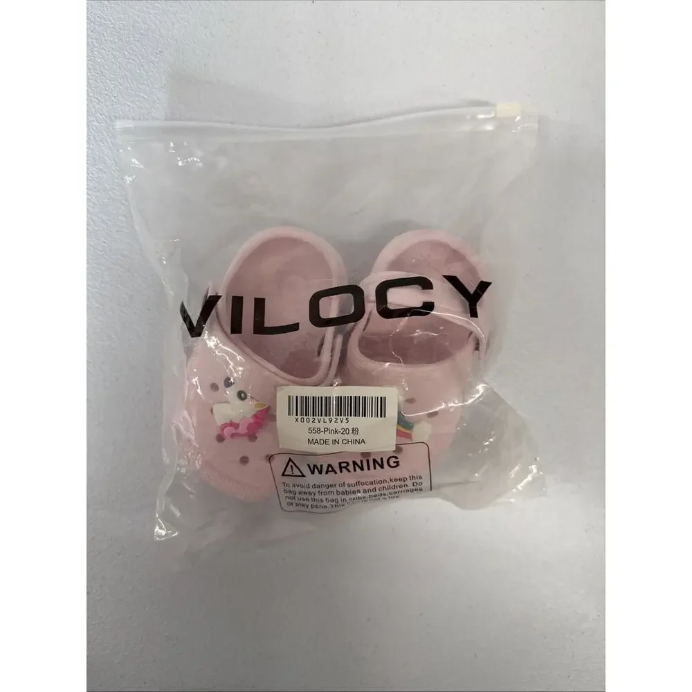Vilocy Girls Charms Detailed Clogs in pink Size 20 (5 Toddler)